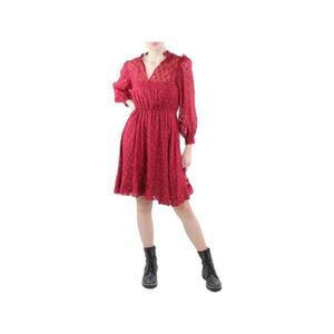 CALVIN KLEIN Womens Red Tie Elastic Waist Long Sleeve Fit + Flare Dress 16